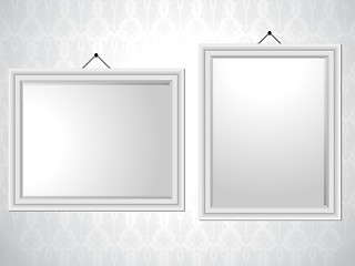 Image showing White Picture Frames on Wallpaper Background