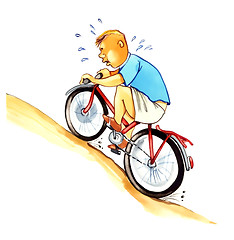 Image showing overweight boy on bicycle