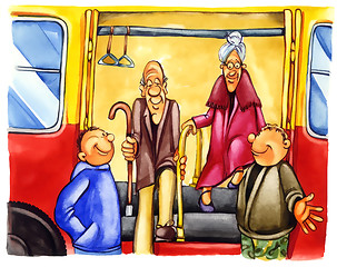 Image showing kind boys on bus stop