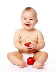 Image showing Little child with apple