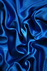 Image showing Smooth elegant blue silk can use as background 