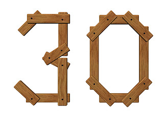 Image showing wooden number thirty