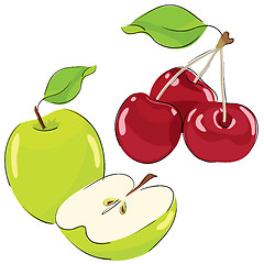 Image showing Apple and cherry