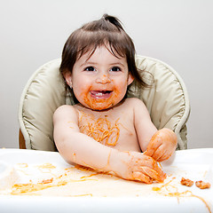 Image showing Happy fun messy eater