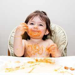 Image showing Happy fun messy eater