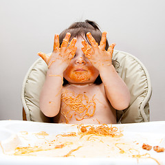 Image showing Happy funny messy eater