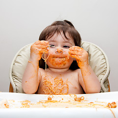 Image showing Happy funny messy eater