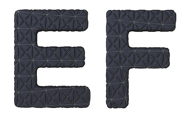 Image showing Luxury black stitched leather font E F letters