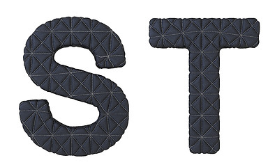 Image showing Luxury black stitched leather font S T letters