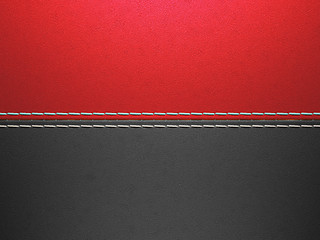 Image showing Red and black horizontal stitched leather background