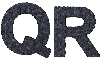 Image showing Luxury black stitched leather font Q R letters