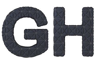 Image showing Luxury black stitched leather font G H letters