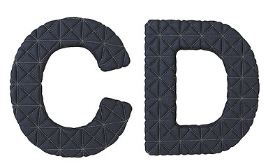 Image showing Luxury black stitched leather font C D letters