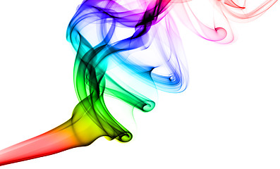 Image showing Abstract puff of colorful fume on white
