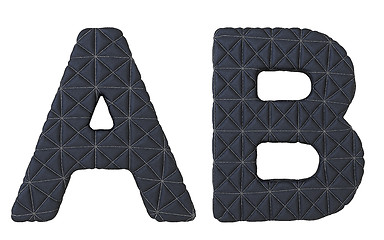 Image showing Luxury black stitched leather font A B letters