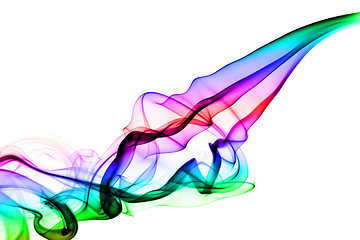 Image showing Abstract colorful smoke swirls on white
