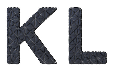 Image showing Luxury black stitched leather font K L letters