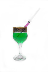 Image showing Syringe with poison in a glass