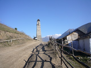 Image showing Tower in mountain village