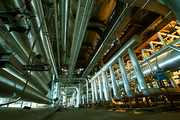 Image showing Industrial zone, Steel pipelines, valves and ladders