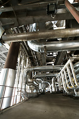 Image showing Industrial zone, Steel pipelines, valves and ladders