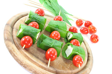 Image showing Feta cheese in wild garlic coat