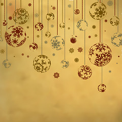 Image showing Vintage card with Christmas balls. EPS 8