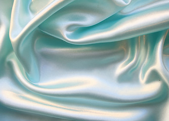 Image showing Smooth elegant blue silk as background