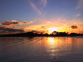 Image showing Sea and house on sunset in Finland