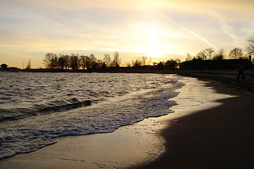 Image showing Gold winter sea sunset in Finland