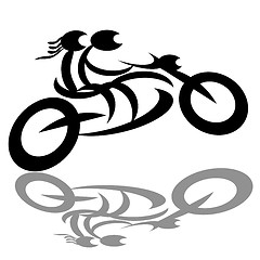 Image showing Bikers couple on motorcycle