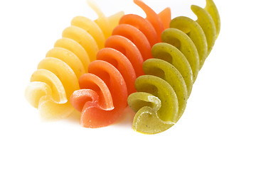 Image showing Colorful raw fusilli macaroni