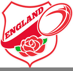 Image showing English rose inside shield with rugby ball