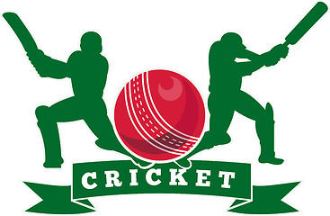 Image showing cricket player batsman silhouette batting