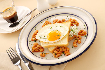 Image showing Fried Egg And Beans