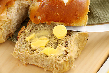 Image showing Buttered Hot Cross Bun