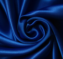 Image showing Smooth elegant dark blue silk as background 