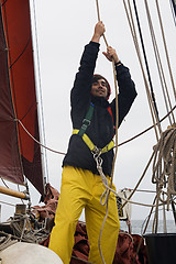 Image showing Young sailor at work