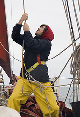 Image showing Young sailor at work