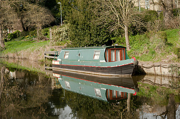 Image showing Canal and narrow boats