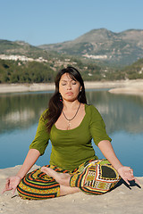 Image showing Lakeside yoga