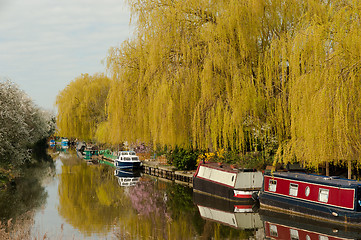 Image showing Canal and narrow boats