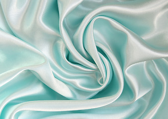 Image showing Smooth elegant blue silk as background 