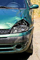 Image showing Green car wreck