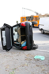 Image showing Roll over crash