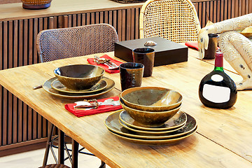 Image showing Natural dinning table