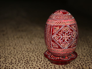 Image showing Painted Wooden Easter egg