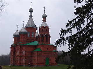Image showing Temple beside the efflux of Volga