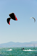 Image showing Sky-surfing on lake Kinneret