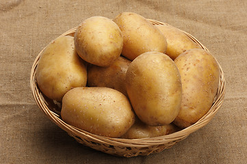 Image showing Potatoes on a sacking